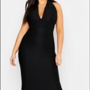 3x Black Ribbed Bodycon Halter dress.